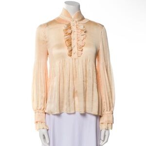 Diane von furstenberg cream ruffle blouse size 4